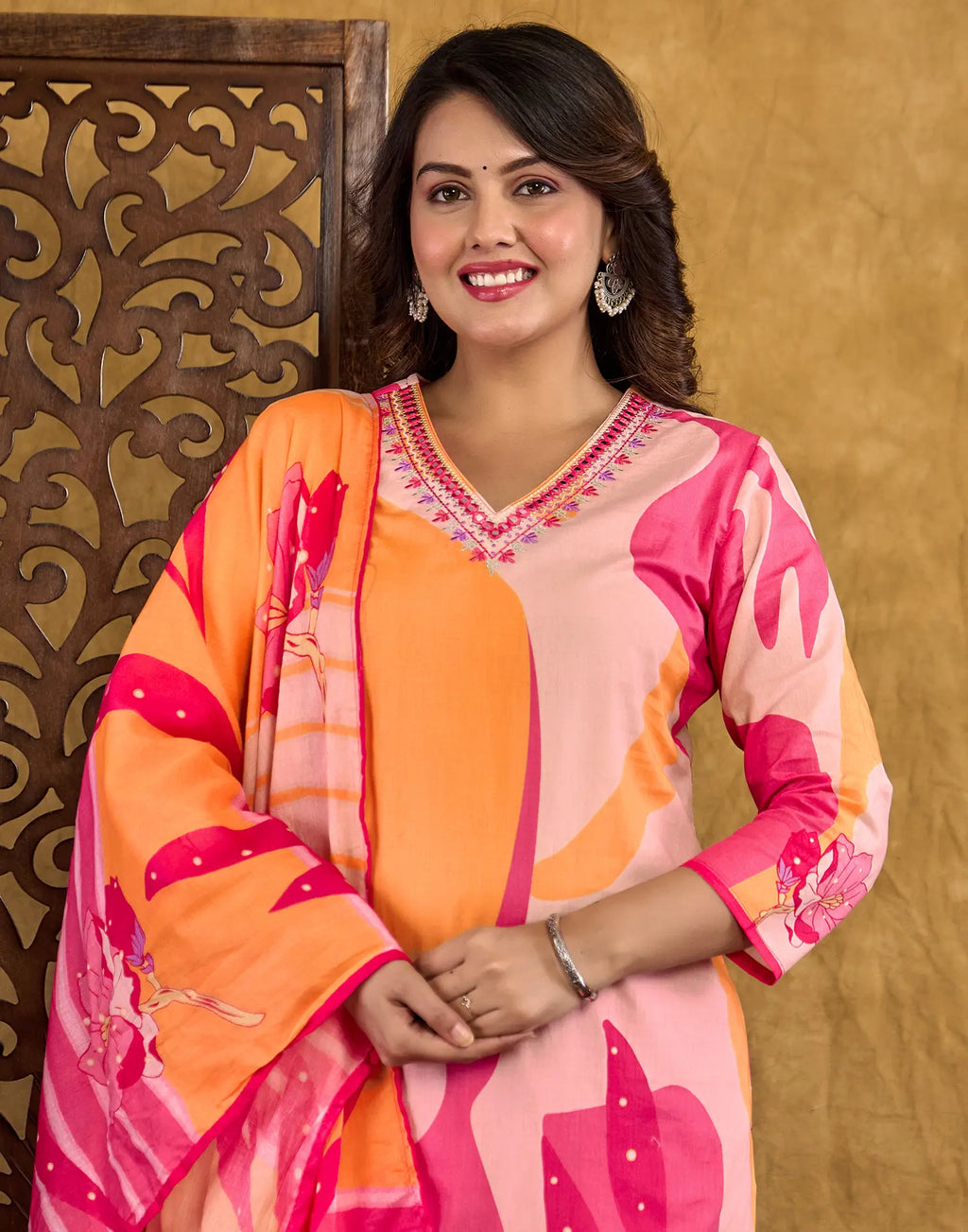 Cotton Embroidered Straight 3 Piece Kurta Set
