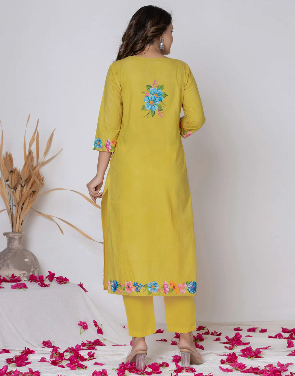 Viscose Rayon Floral Print Straight 3 Piece Kurta Set