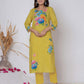 Yellow Cotton Printed Straight Kurta Set with Pant & Dupatta Affordable Casual & Office Wear for Women under 999