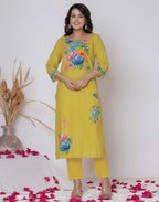 Viscose Rayon Floral Print Straight 3 Piece Kurta Set