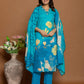 Blue Cotton Printed Straight Kurta Set with Pant & Dupatta for Women Affordable Daily Wear Outfit