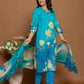 Blue Cotton Printed Straight Kurta Set with Pant & Dupatta for Women Affordable Daily Wear Outfit