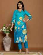 Cotton Embroidered Straight 3 Piece Kurta Set