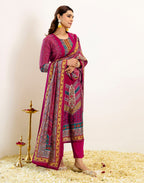 Skylee Silk Printed Straight 3 Piece Kurta Set For Woman