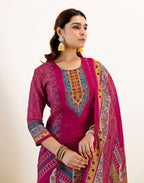 Skylee Silk Printed Straight 3 Piece Kurta Set For Woman