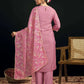 Affordable Pink Chanderi Embroidered Kurta Set with dupatta 