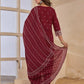 Maroon Cotton Embroidered Straight Kurta Set with Pant & Dupatta for Women Affordable Ethnic Wear under 1299