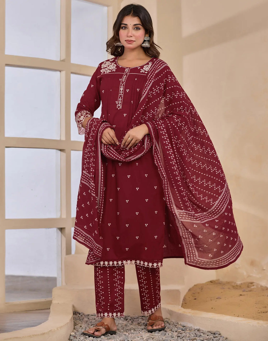 Cotton Embroidered Straight 3 Piece Kurta Set
