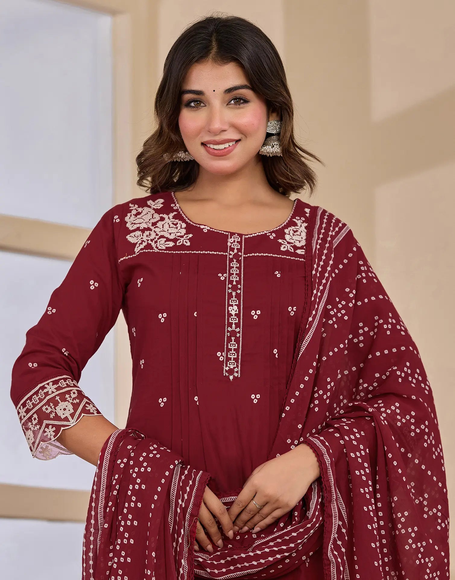 Cotton Embroidered Straight 3 Piece Kurta Set