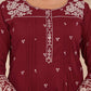 Maroon Cotton Embroidered Straight Kurta Set with Pant & Dupatta for Women Affordable Ethnic Wear under 1299