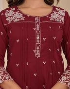 Cotton Embroidered Straight 3 Piece Kurta Set