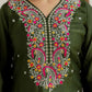 Green Silk Embroidered Straight Kurta Set with Pant and Dupatta for Women under 1299