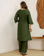 Silk Blend Embroidered Straight 3 Piece Kurta Set