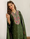 Silk Blend Embroidered Straight 3 Piece Kurta Set