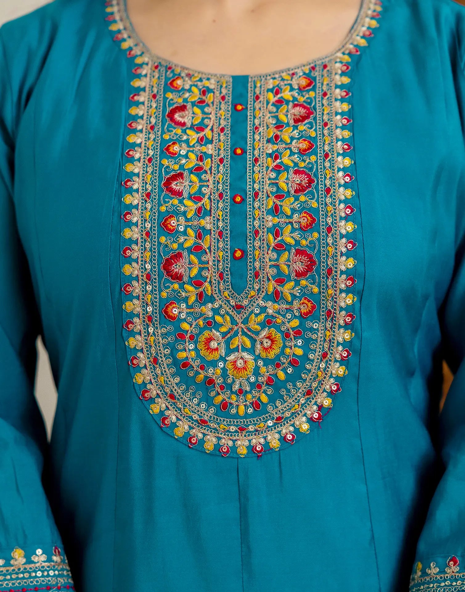 Silk Embroidered Anarkali 3 Piece Kurta Set