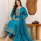 Blue Silk Embroidered Anarkali Kurta Set with Pant and Dupatta for Women Festive Wear under 1299