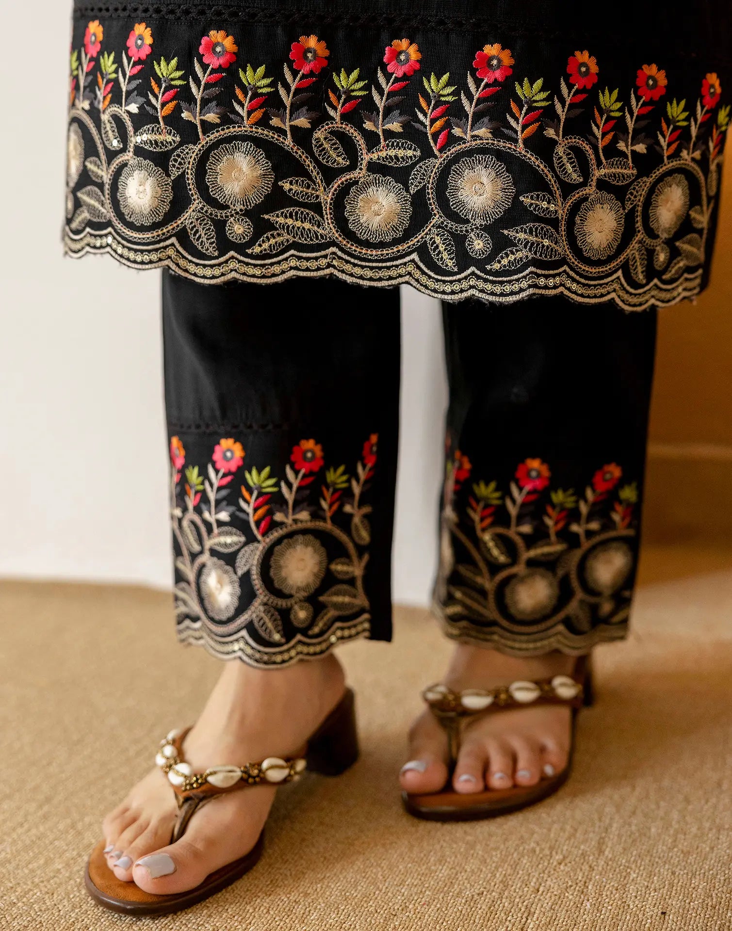 Cotton Embroidered Straight 3 Piece Kurta Set
