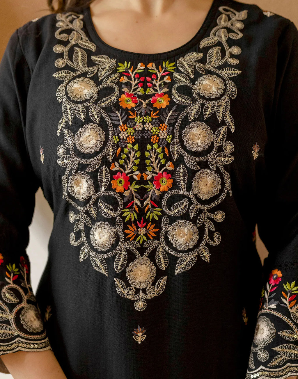Cotton Embroidered Straight 3 Piece Kurta Set