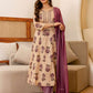 Beige Cotton Printed Anarkali Kurta Set with Pant & Dupatta under 1299 