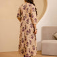 Beige Cotton Printed Anarkali Kurta Set with Pant & Dupatta under 1299 