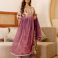 Beige Cotton Printed Anarkali Kurta Set with Pant & Dupatta under 1299 
