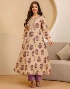 Viscose Rayon Embroidered A-Line 3 Piece Kurta Set