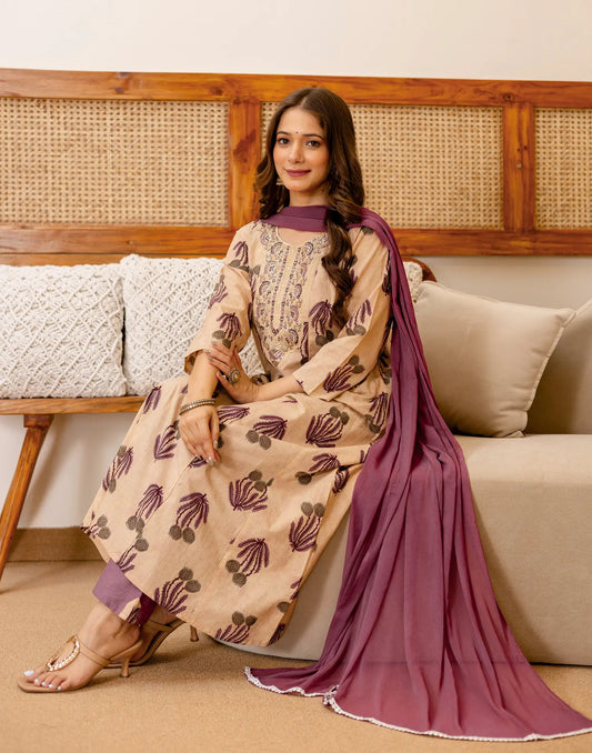 Viscose Rayon Embroidered Anarkali 3 Piece Kurta Set