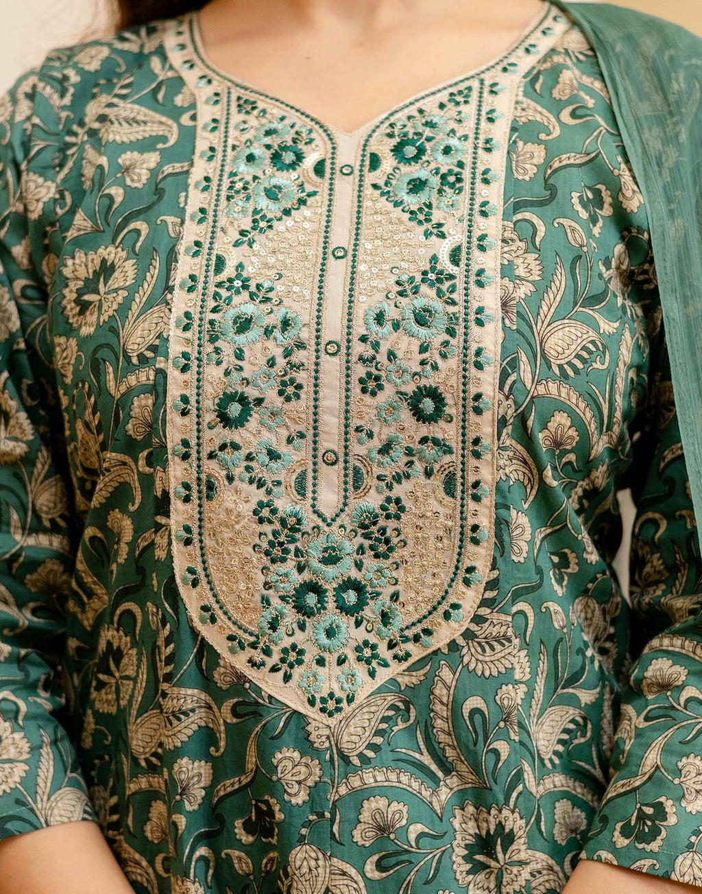 Viscose Rayon Embroidered A-Line 3 Piece Kurta Set