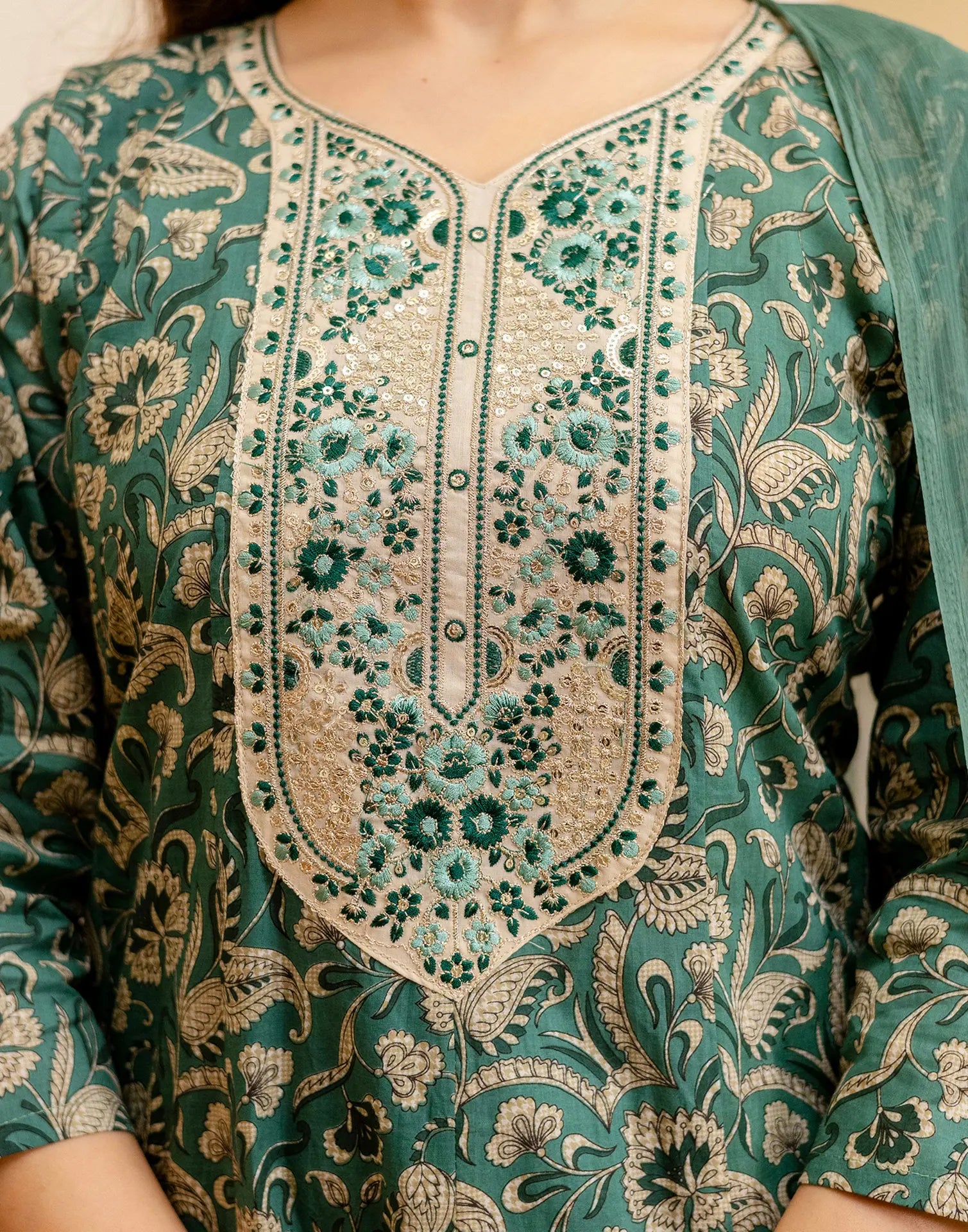 Viscose Rayon Embroidered A-Line 3 Piece Kurta Set