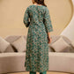 Green Cotton Printed Anarkali Kurta Set with Pant & Dupatta under 999