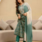 Green Cotton Printed Anarkali Kurta Set with Pant & Dupatta under 999
