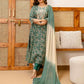 Green Cotton Printed Anarkali Kurta Set with Pant & Dupatta under 999