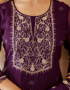 Silk Embroidered Straight 3 Piece Kurta Set