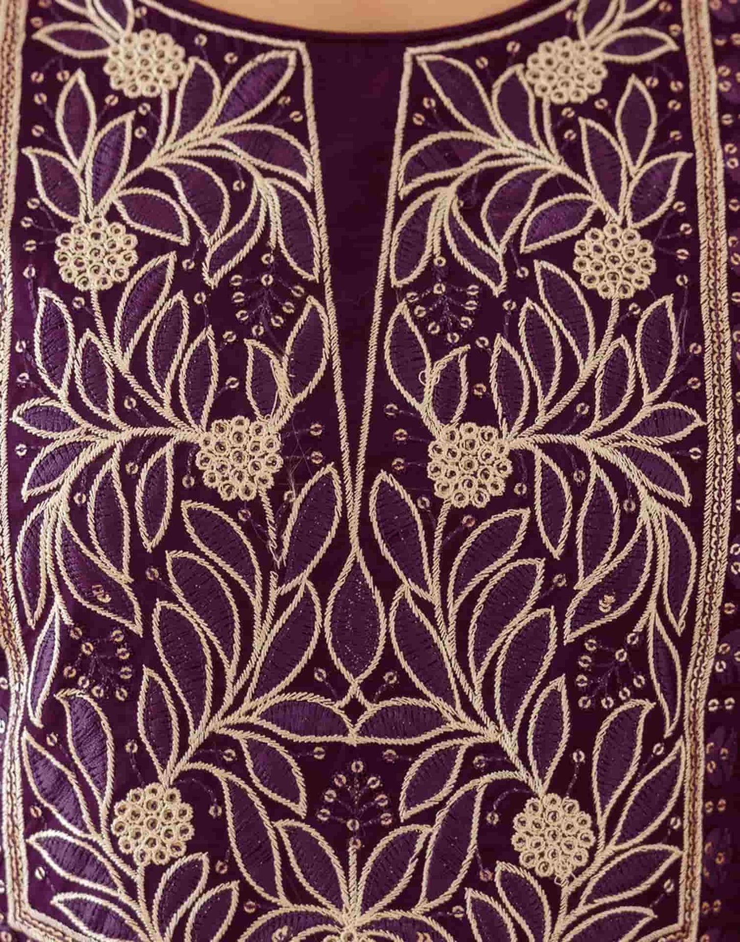 Purple Silk Embroidered Straight Kurta Set with Pant & Dupatta