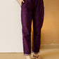 Purple Silk Embroidered Straight Kurta Set with Pant & Dupatta