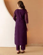 Silk Embroidered Straight 3 Piece Kurta Set