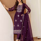 Purple Silk Embroidered Straight Kurta Set with Pant & Dupatta
