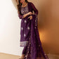 Purple Silk Embroidered Straight Kurta Set with Pant & Dupatta