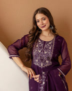 Silk Embroidered Straight 3 Piece Kurta Set