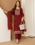 Silk Embroidered Straight 3 Piece Kurta Set