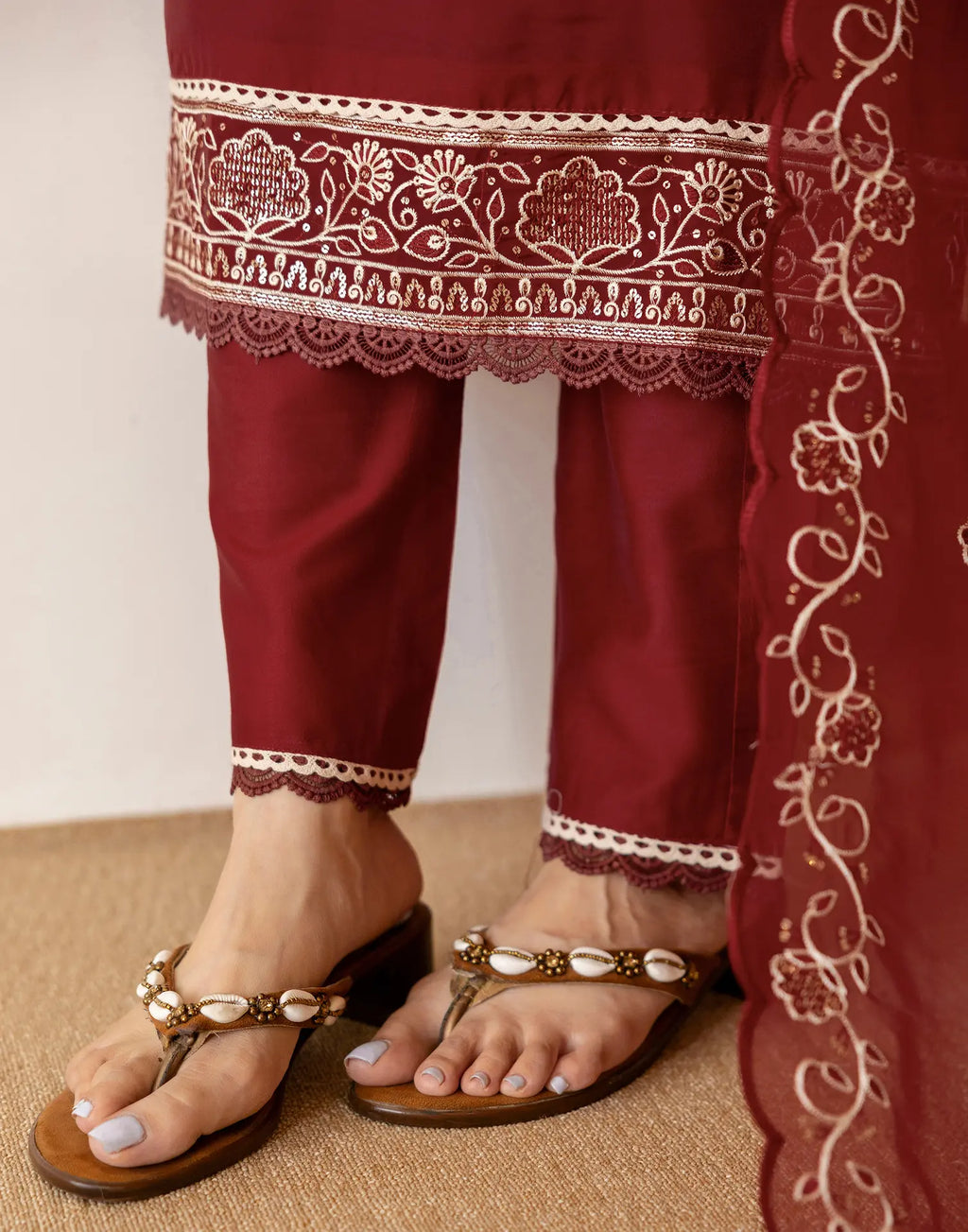 Silk Embroidered Straight 3 Piece Kurta Set