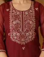 Silk Embroidered Straight 3 Piece Kurta Set