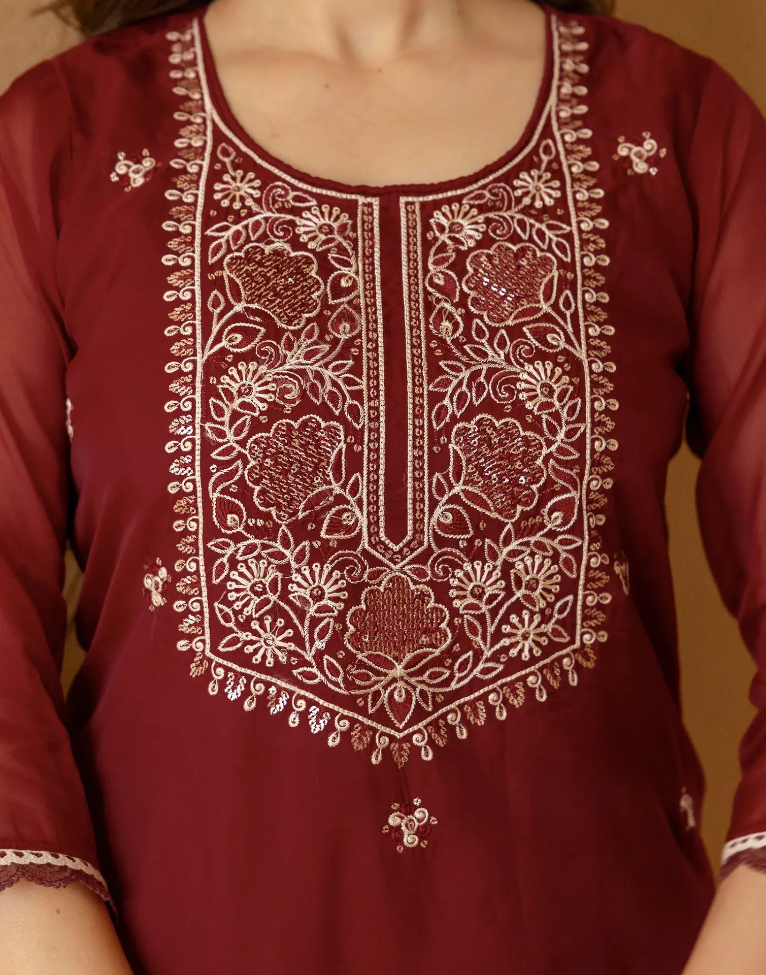 Silk Embroidered Straight 3 Piece Kurta Set
