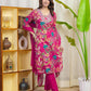 Pink Cotton Printed Straight Kurta Set with Pant & Dupatta for Women under 999