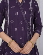 Cotton Embroidered Angarkha 3 Piece Kurta Set