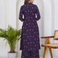 Purple Cotton Printed A-Line Kurta Set with Palazzo & Dupatta for Women under 1299