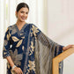 Blue Cotton Printed Straight Kurta Set with Pant & Dupatta under 799