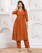 Pure Cotton Sequins Angarkha 3 Piece Kurta Set