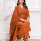 Orange Cotton Sequence Anarkali Kurta Set with Pant & Dupatta