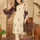 Beige Cotton Embroidered Straight Kurta Set with Pant & Dupatta Affordable Square Neck Ethnic Kurti for Casual